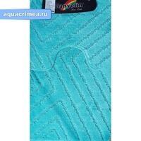 Коврик в ванную CLASSIC UNI полоски двойной бирюзовый 55х90 + 45х55 см (100% полиэсте)